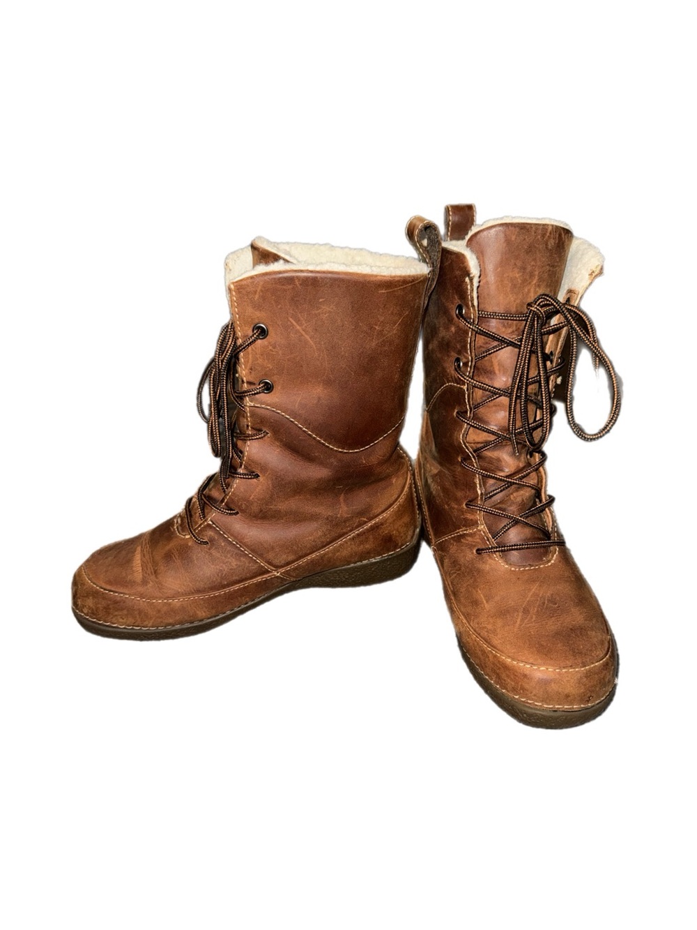 Women's Duluth Brown Lace-Up Shearling-Lined Winter Boots size 7
